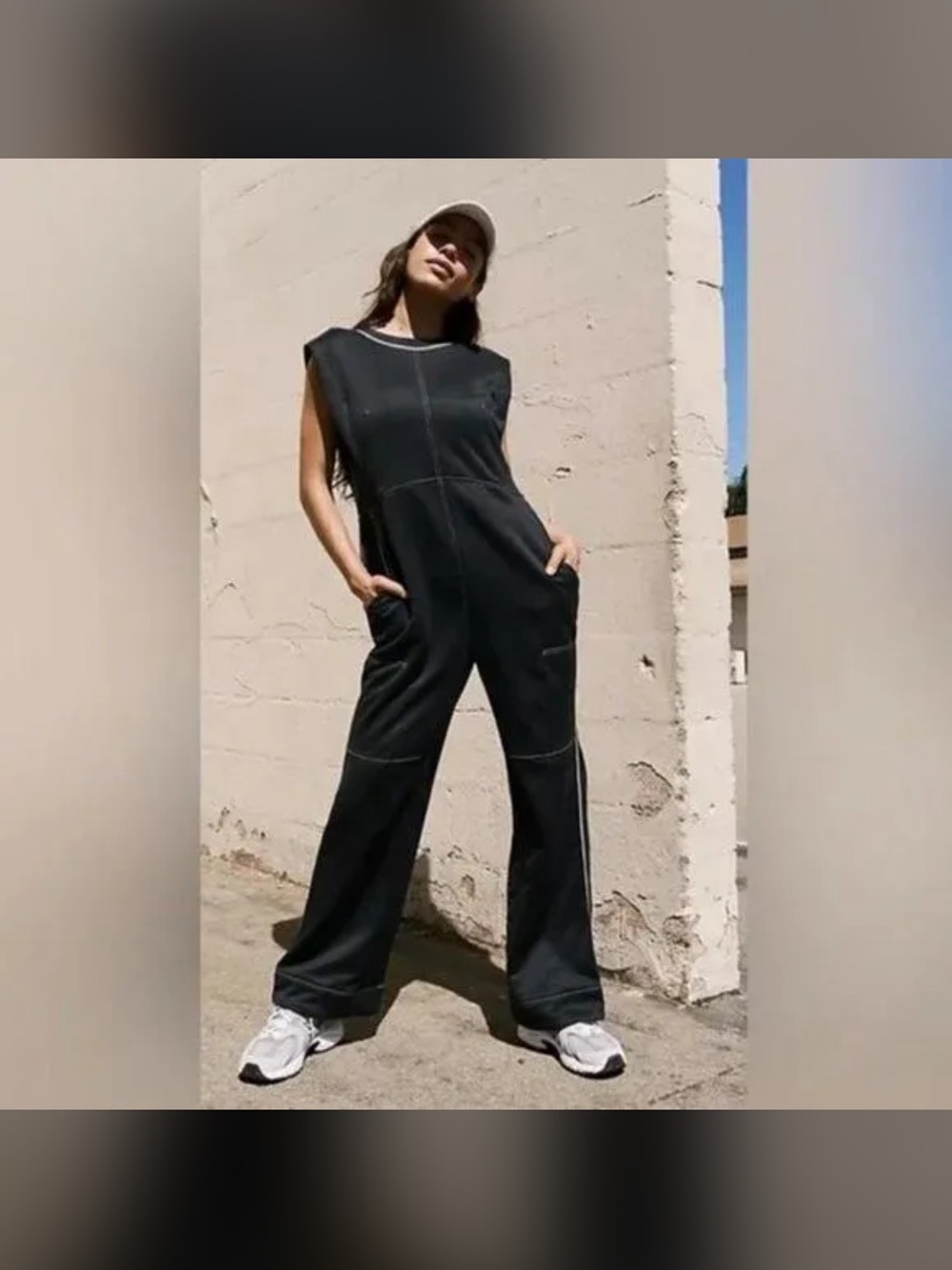 Free People Black Sleeveless Wide-Leg Jumpsuit